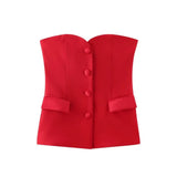 Women's Clothing 2025 Spring New Silk-Sense Texture Spliced Tight Body Clothes + Open-Fork Splicing Skirt