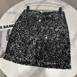 2022 Autumn Winter New Arrival Bright Sequins Short Bodycon Skirt Women