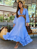Beach Dresses 2024 Women Deep V Neck Dress Beach Cover ups Women Summer Bandage Beachwear Sexy Long Dress Female