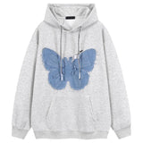 Patchwork Denim Butterfly Vintage HoodieOutfit