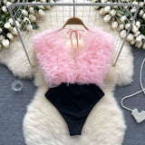 Zingj Three-Dimensional Flower Splicing Jumpsuit Female Stage Performance Dancing Clothes Pure Desire Hot Girl Bottom