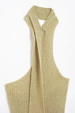 Beige Draped Halter Neck Knit Midi Dress- Outfit