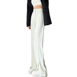 Open Fork Micro La Suit Pants Female Spring And Summer Design Feeling Vertical Feeling Straight Tube High Waist Show Thin Small Narrow Version Wide Leg Pants-Outfit