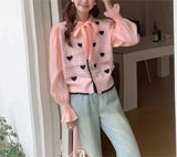 New Spring Style Xiaoxiangfeng Love Hollow Knitted Cardigan Women's French Gentle Aging Loose Long-Sleeved
