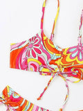 Wave Floral Print Bikini Set-Outfit