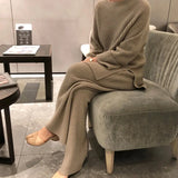 Women's Knitted Suits New Winter Fashionable Knitted Pants Set Loose Thick Sweaters Wide Leg Pants Trousers Two-piece