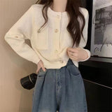 Zingj Fragrant Wind Single Breasted Pocket Knit Coat Female In The Spring And Fall Of 2024 New Loose Show Thin Sweater Cardigan Women-Outfit