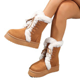 Kaqi Thick Bottom With High-Heeled Snow Boots Women's New Autumn And Winter 2025 New Warm And High Snow Boots Cotton