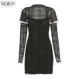 2022 Spring Fashion Simple Plaid Patchwork Young Style Dress Women Casual Street Slim Office Lady Black Mini