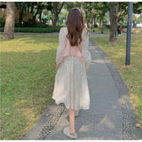 Zingj Flower Dress Female Autumn Outfit 2024 New Very Fairy Flounce V Collar Design Sense First Love Department Long Sleeve Skirt-Outfit