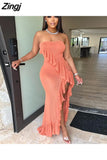 Off Shoulder Women Long Maxi Dress Solid Bodycon High Slit Evening Dresses 2025 Summer Sexy Night Club Party Vestidos 211-0-Outfit