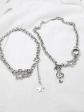 Rhinestone Decor Charm Necklace-Outfit