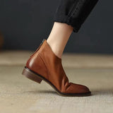Retro Color Rear Zipper Martin And Ankle Boots Are Soft To Wear Flat Chelsea Short