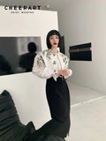 Court Vintage Floral Lantern Sleeve Button Up Shirt For Women Designer Long Sleeve Top Blouse Fall 2022 Retro
