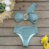 Single Shoulder Bra High-Waisted Split Swimsuit Women 2025 New Sexy Innovative INS