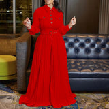 Long-sleeved Casual Loose Pleated Wide-leg Belt