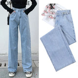 high waist women's fashion jeans woman girls women wide leg pants trousers female trousers denim bagge mom