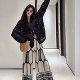 Folded Broad Leg Pants Women 2025 Summer New Design Folding Printing Leisure Pants Loose Feeling Loose