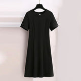 Patchwork T Shirt Dress Women Korean Ulzzang Causal Party Dress Sashes Streetwear Plus Size Fake Two Piece Dress