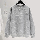 Femamle Winter Autumn Oversized Knitted Sweater Women Long Sleeve Embroidery Cartoon Thicken Pullovers Jumper Tops