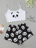 Printed Girls' Short-Sleeved Shorts Sexy Pajamas Girls' Cartoon Leisure PJ Leisure Home