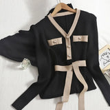 Elegant Knitted Long Dress Female Evening Party V-neck Autumn Winter Office Lady Trend New Sexy Sweater Dresses