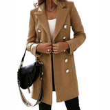 Autumn And Winter Long Sleeve Suit Collar Double Buckle Collar Buckle Coat Double Buckle Suit