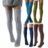 Zingj Color Twist Over The Knee Knitting Pile Pile Socks Female Pure Color Long Tube Knitting Wool Socks