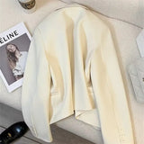 Zingj And Autumn New Fashion Small Web Celebrity Fried Street White Short Suit Jacket Female Simple All-Match Niche