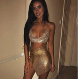 Bling Metal body chain Rhinestone summer dress women Luxury party Glitter Night club Backless diamond Mini dresses