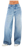 Blue Versatile Boyfriend Jeans with Wash