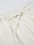Basic Solid Color Drawstring Straight Leg Pants-Outfit