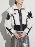 Wind Coat 2025 Winter New Premium Sense Lapel Lamb Wool PU Leather Splicing Female Short