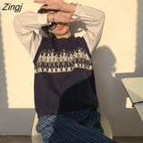 Vest Women Argyle Classic Vintage Temperament Ladies Autumn Comfort O-neck All Match Korean Style Street Casual
