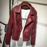 Autumn Women Black Slim Cool Lady PU Leather Jackets Sweet Female Zipper Faux Femme Outwear Jacket Coat Plus Size Gothic