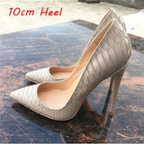 snake printing stilettos 12cm high heels pointed toe women pumps extreme party wedding shoes plus size 33 45 QP063