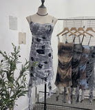 Real Shooting Sexy Sling Dress Girl Summer Babes Thin With Chest Cushion Lotion Side Ribbon Mesh Vest Dress