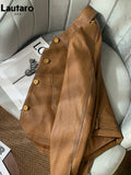 Spring Autumn Short Brown Soft Pu Leather Jackets for Women New Arrival 2023 Cool Luxury Runway Fashion