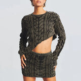 Zingj Feeling Wash Water Sweater Female 2024 Spring And Autumn Women's New Twist Irregular Waist Sleeve Knit