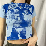 Harajuku Graphic Print T-shirt 90s Women Vintage Crop Top Y2K Aesthetic Summer Slim Fit Tees Tops Streetwear Gothic