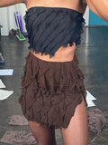 Summer Beach Style Mini Hip Skirts Women 2023 New Low Waist Ruffles Skinny Elastic Vacation Party Shorts