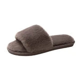 Zingj Slippers Wool Slippers Indoor Home Autumn And Winter Short Plush Flat Bottom Open Drag A Large Size Slippers- Outfit