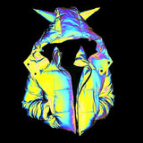 New Long Sleeve Short Hooded Dazzle Color Reflective Cotton-Padded Jacket Women's Fashion Luminous Cotton-Padded Jacket-Outfit