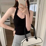Sexy Hot Girl Hangs The Neck Suspenders The Vest The Female Summer New Design Feeling Wrinkles The Waist To Show The Thin Inside Wears The