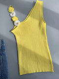 Zingj Color Lemon Yellow Vest Female Dopamine Wear With Stereo Flower Sling Handmade Hook Flower Diagonal Shoulder
