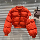 2022 Winter New Arrival O Neck Slim Waist Short Jacket Women Cotton Coat Streetwear