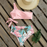 Bikinis Women 2021 New One Shoulder Swimwear High Waist Swimsuit Bandage Bathing Suits Beach Wear Biquini