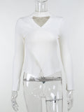 Knitting Top Hollow Out Casual Sexy Long Sleeve Skinny Autumn 2022 Streetwear Korean Chic White Fashion New Year