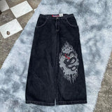 Hip-Hop Loose-Letter Jeans Men's Y2K Jeans Street Harajuku High Waist Wide