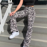 Zebra Animal Print Elegant Pants Capris Harajuku High Waist Trousers Ladies Casual Office Pants Women Streetwear